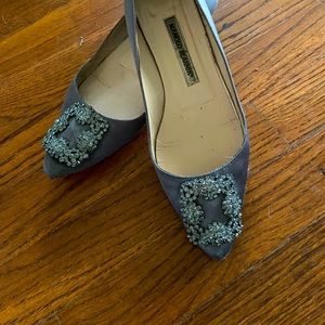 Manolo Blahnik Hangisi Satin Flats / As Is